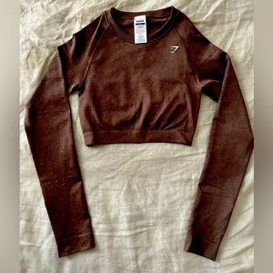 Gymshark Cropped Long Sleeve in Brown Marl